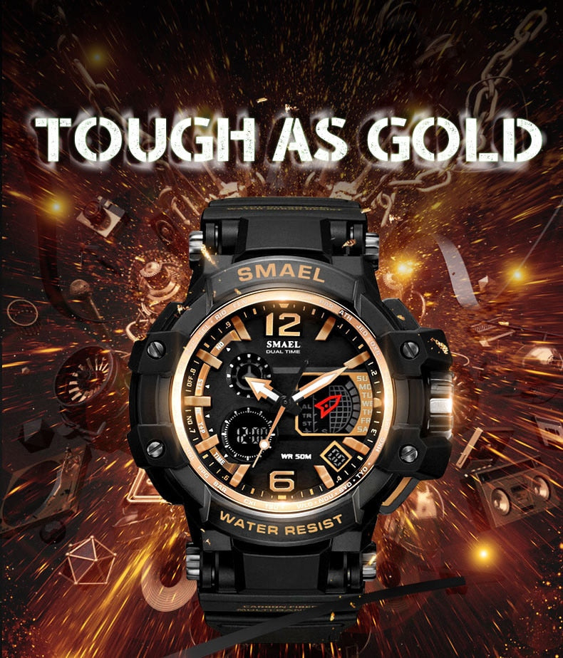 SMAEL Men Quartz Digital Watch Men‘s Sport Electronic Military Wrist watch Male