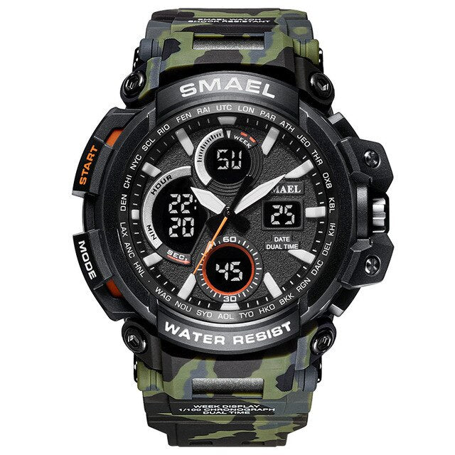 SMAEL Men Sports Watches Dual Display Analog Digital LED Electronic Quartz Watch