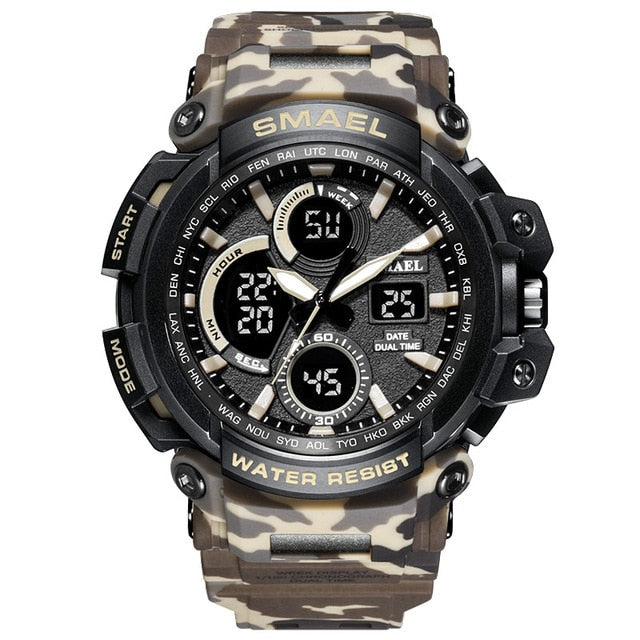 SMAEL Men Sports Watches Dual Display Analog Digital LED Electronic Quartz Watch