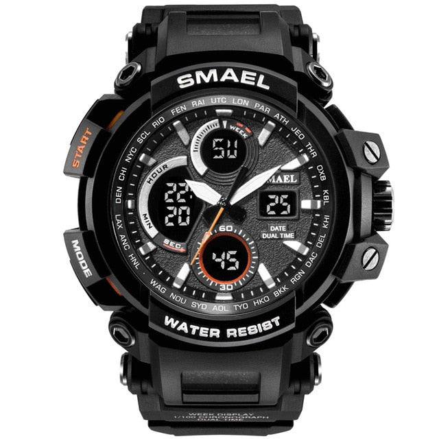 SMAEL Men Sports Watches Dual Display Analog Digital LED Electronic Quartz Watch