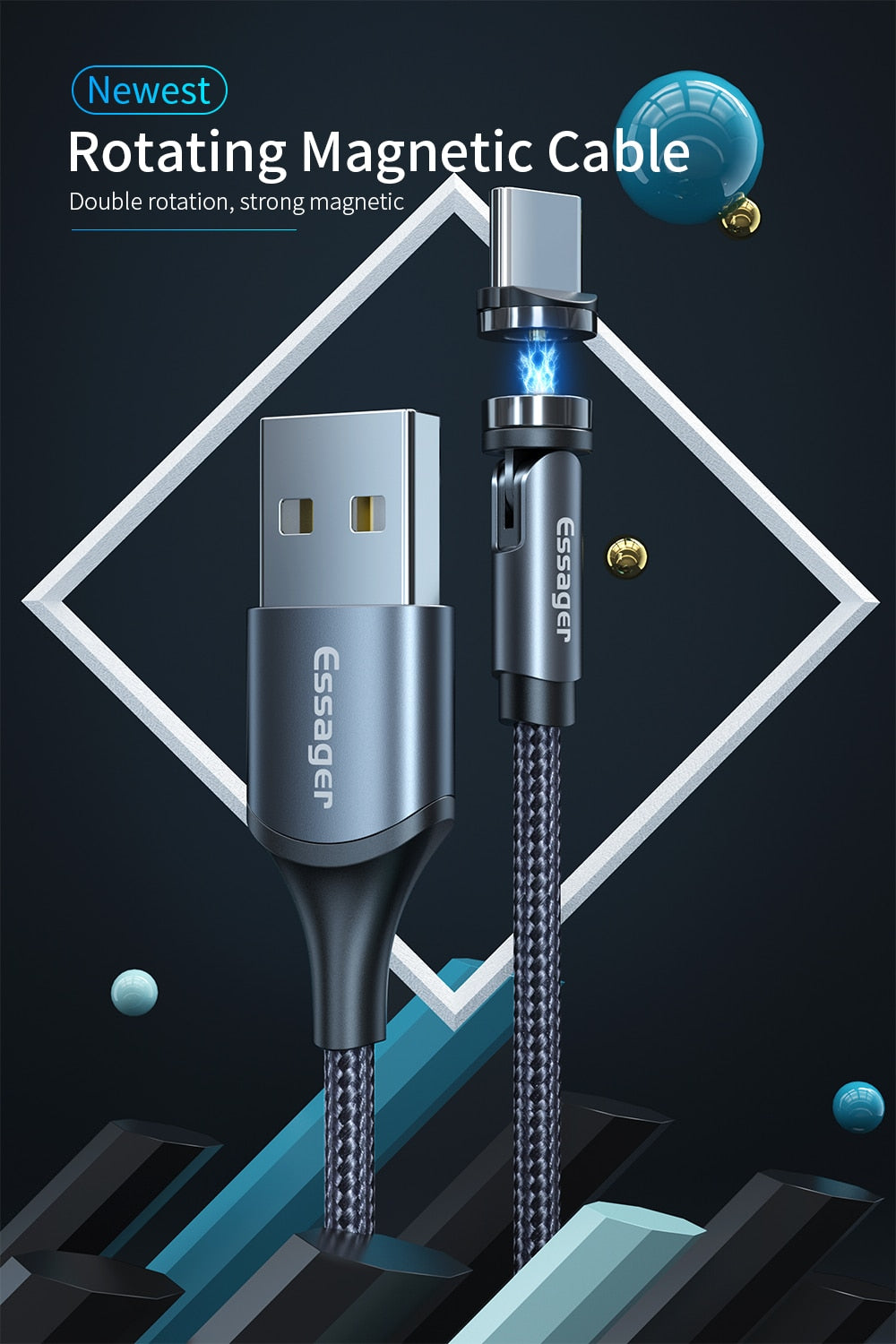 Magnetic Cable Fast Charging: Micro USB /Type C For iPhone Xiaomi