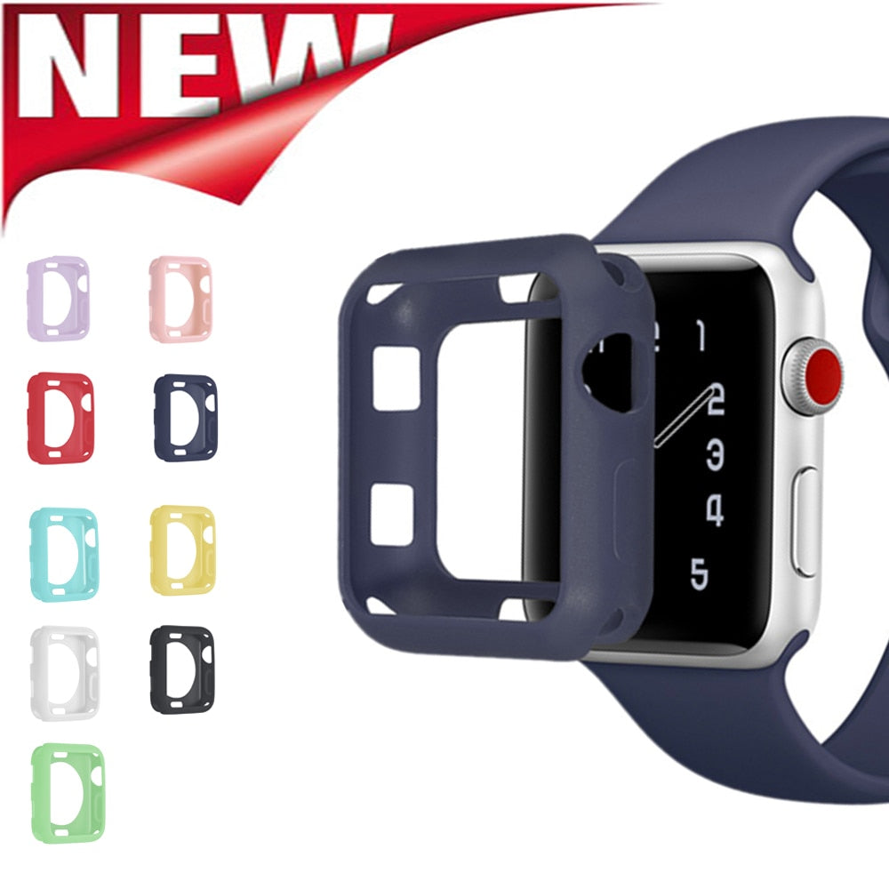 Apple Watch Soft Silicone Case for Series 7 6 5 4 3 With Size 45mm 42MM 38MM Cover Protection