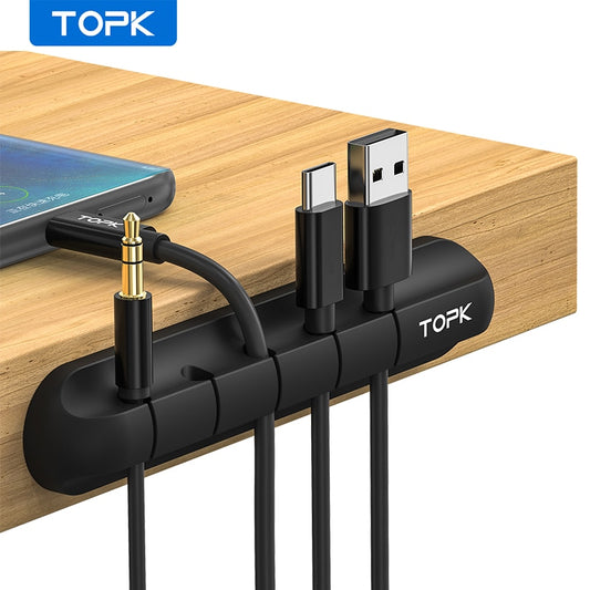TOPK L16 Cable Organizer Silicone USB Cable Winder Desktop