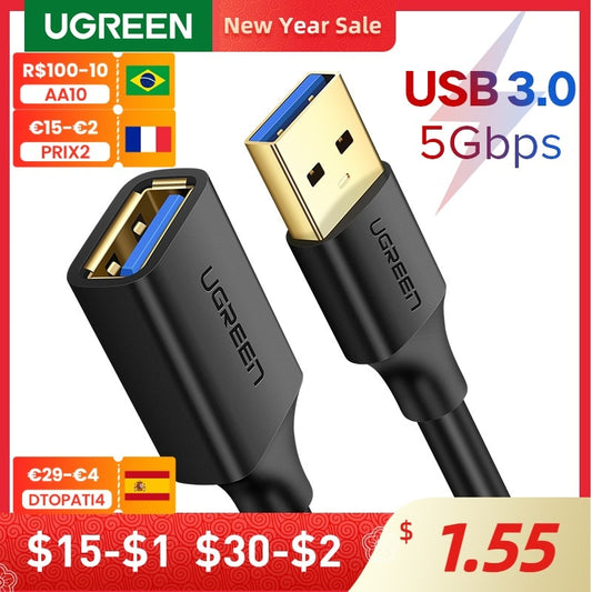 UGREEN USB Extension Cable USB 3.0 Cable for Smart Laptop PC TV Xbox One SSD USB 3.0