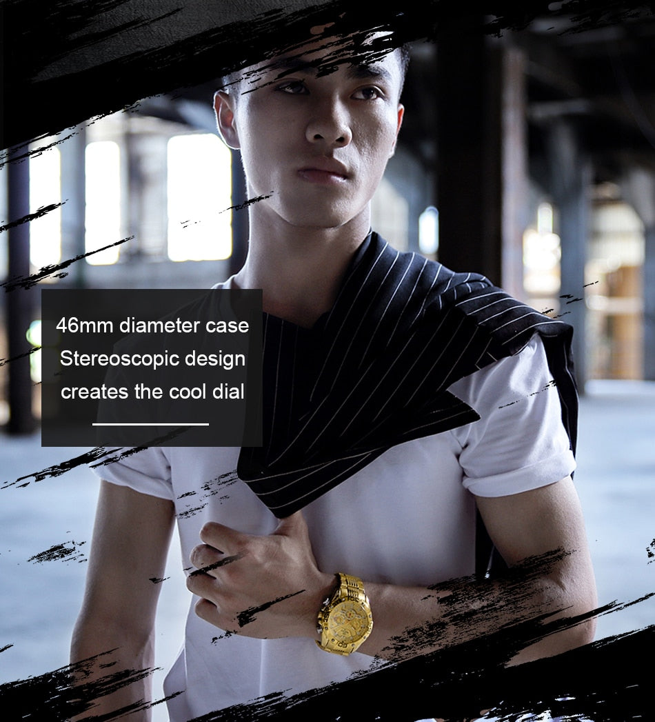 NAVIFORCE Men's Watches Top Luxury Brand Gold Business Quartz