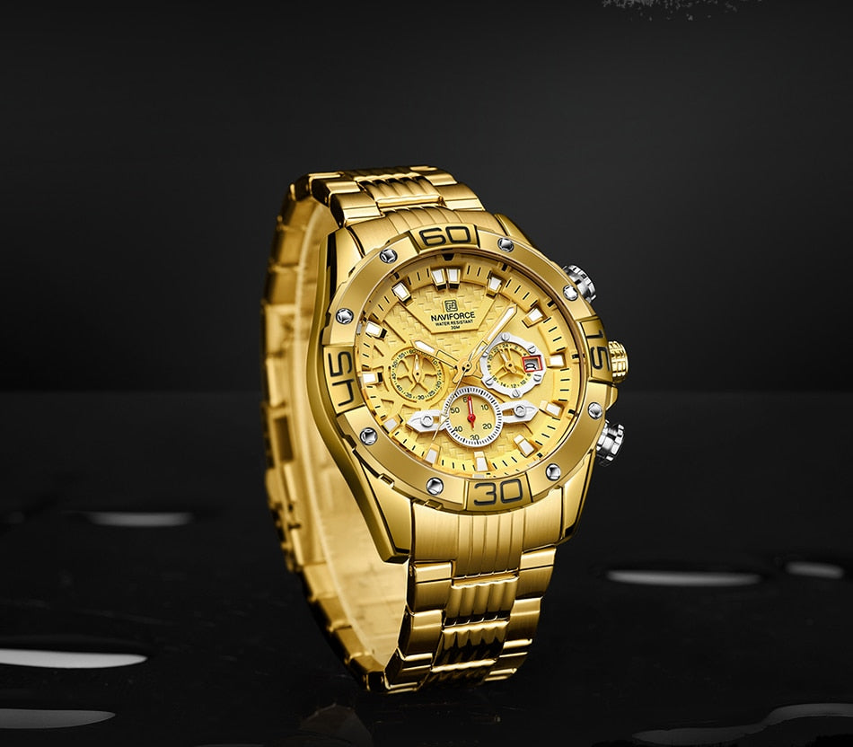NAVIFORCE Men's Watches Top Luxury Brand Gold Business Quartz