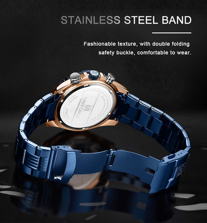 NAVIFORCE Men's Watches Top Luxury Brand Gold Business Quartz