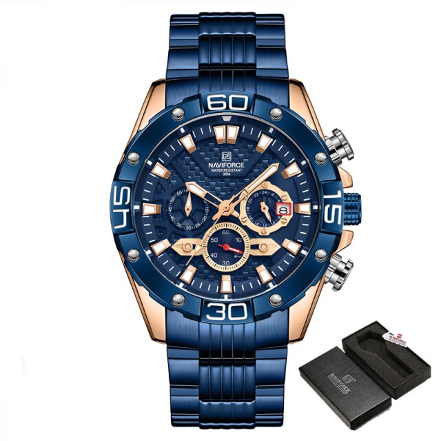 NAVIFORCE Men's Watches Top Luxury Brand Gold Business Quartz